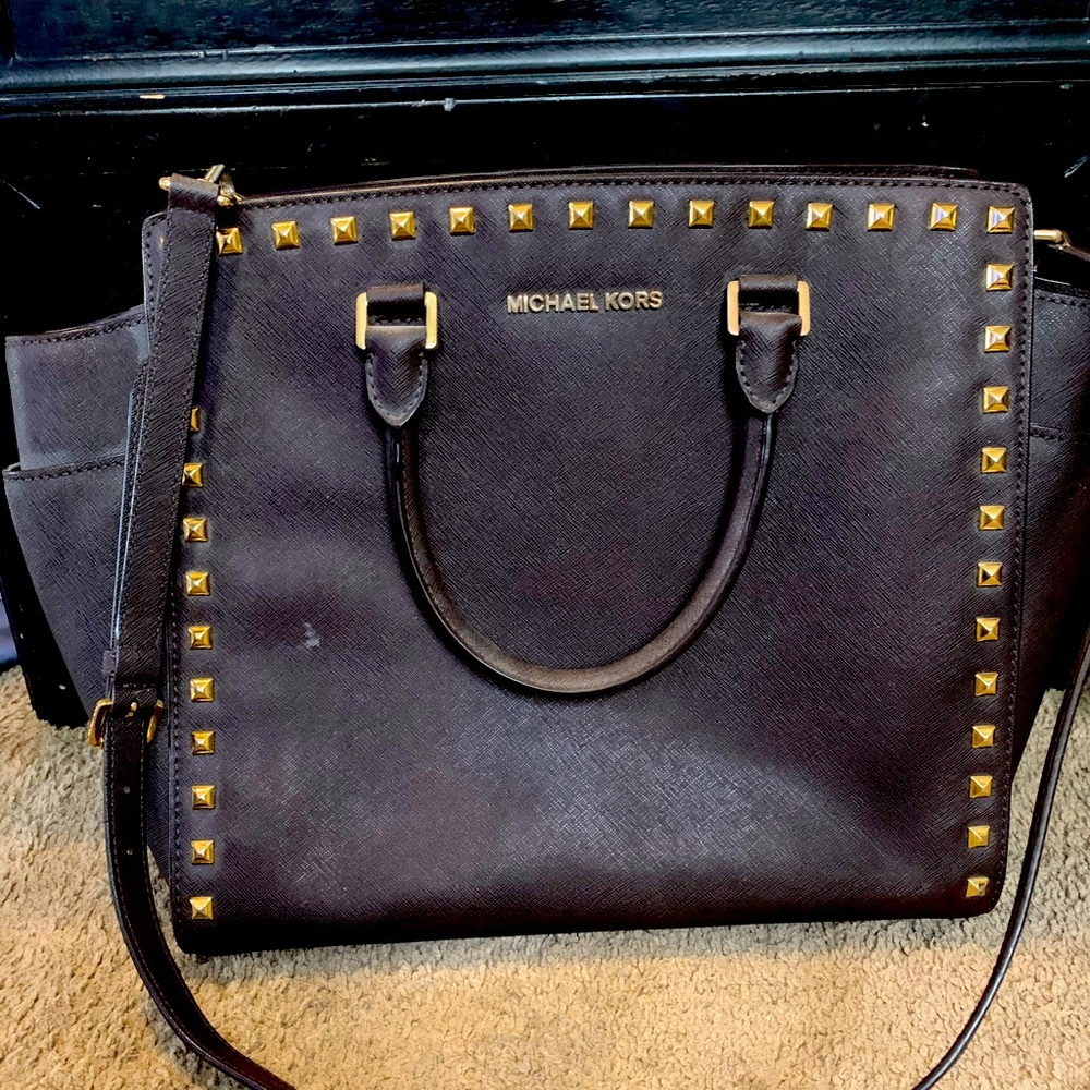 Ladies  Michael Kors Large Wine Colored Tote with Grommets